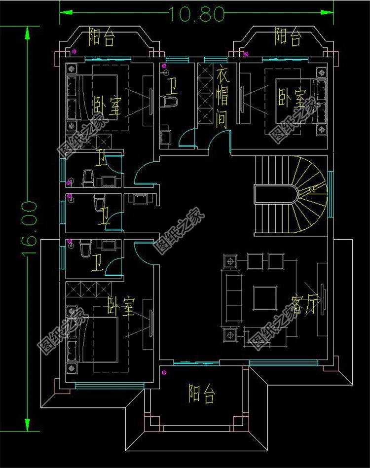 農(nóng)村建四層別墅圖三層