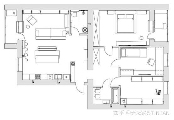 70㎡小戶型營造高級感，現(xiàn)代簡約兩居室家裝案例分享